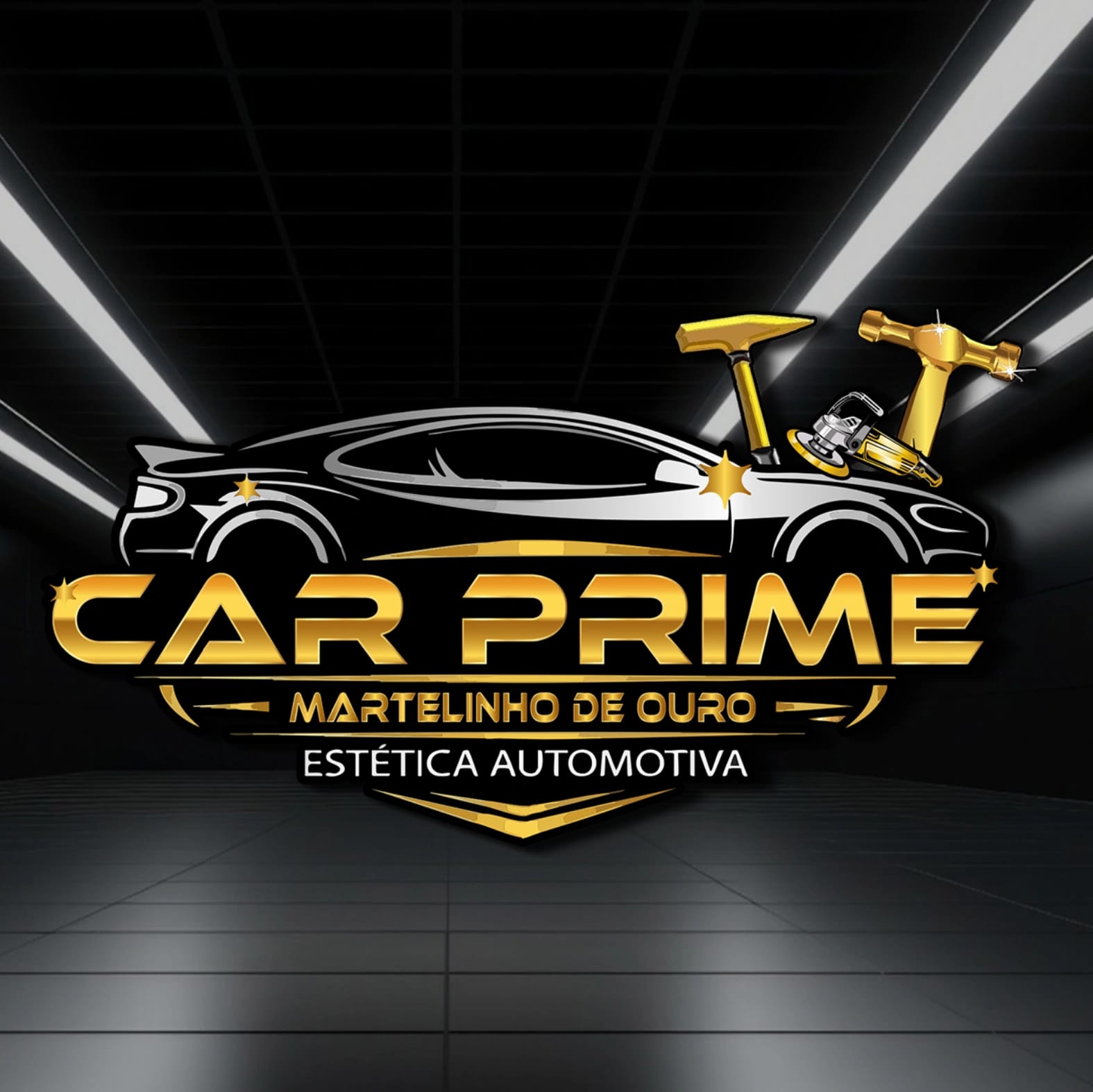 Logo da Car Prime — martelinho de ouro e estética automotiva